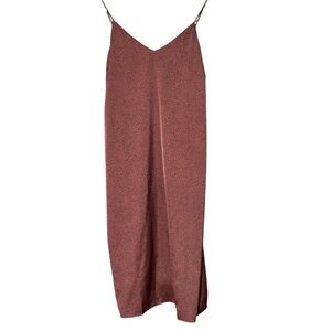 Reitmans Brown Satin Animal Print Maxi Slip Dress - Size L - 90s Chic